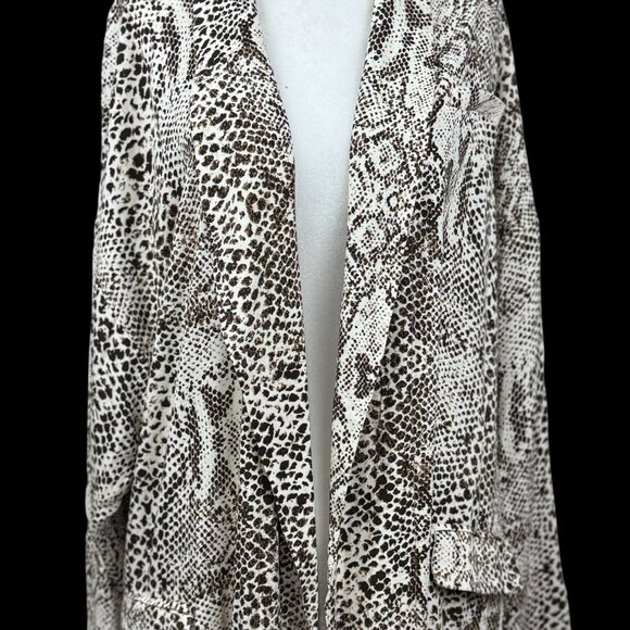 NEW Free People S Wild Nights Animal Print Long Duster cardigan Brown Cream Boho - Picture 7 of 14